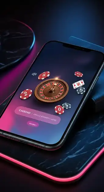 Een smartphone toont de Lalabet Casino app met crypto-gokspellen, symboliserend de flexibiliteit en het gemak van mobiel spelen onderweg.